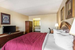 a hotel room with a bed and a flat screen tv at Quality Inn Easley in Easley