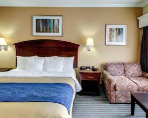 una camera d'albergo con un letto e un divano di Comfort Inn Corsicana East a Corsicana Altre 21 foto