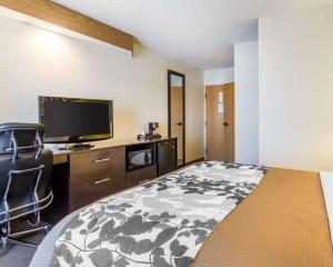 een hotelkamer met een bed en een flatscreen-tv bij Econo Lodge Amarillo East in Amarillo +9 foto's