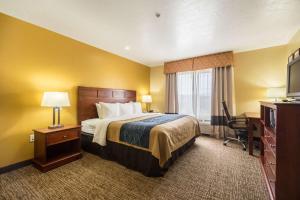 um quarto de hotel com uma cama e uma televisão em Comfort Inn & Suites em Cedar City