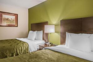 a hotel room with two beds and a lamp at Quality Inn in Culpeper