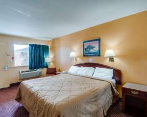 a hotel room with a large bed and a window at Econo Lodge Near Bluefield College in Bluefield