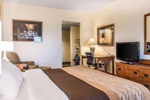 een hotelkamer met een bed en een flatscreen-tv bij Comfort Inn & Suites in Sheridan