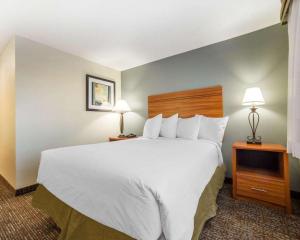 a large bed in a hotel room with two lamps at Quality Inn in Gillette