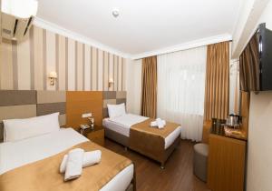 イスタンブールにあるアスパレス ホテル ジ イスタンブール オールド シティのベッド2台とテレビが備わるホテルルームです。