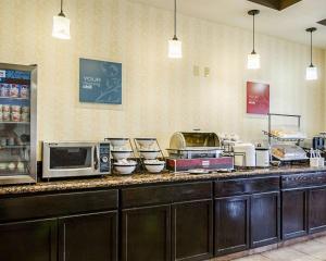 una cucina con bancone, forno a microonde ed elettrodomestici di Comfort Inn & Suites Lawrence - University Area a Lawrence