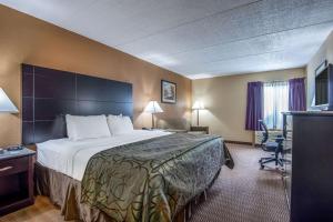 een hotelkamer met een bed en een bureau bij Quality Inn Tully I-81 in Tully