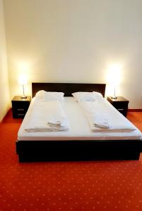 a large bed with two lamps on two side tables at Guesthouse Villa Elizabet in Palić +26 photos