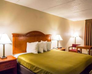 a hotel room with a bed and two lamps at Econo Lodge Panama City St Andrews in Panama City