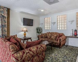 a living room with two couches and a tv at Econo Lodge in Douglas