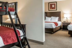 a bedroom with a bed and two bunk beds at Comfort Suites South Bend Near Casino in South Bend