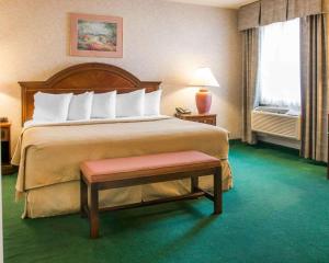 a hotel room with a large bed and a window at Quality Inn & Suites Next to the Casino in Ceresco