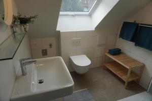 a bathroom with a sink and a toilet at Ferienwohnung Neuwelt in Hinterzarten