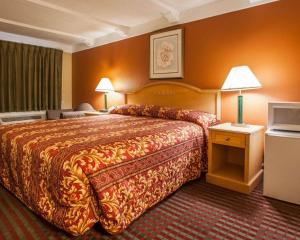 聖查爾斯的住宿－Relax Inn Saint Charles，酒店客房设有一张大床和一台电视。