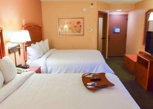 a hotel room with two beds and a television at Quality Inn Florissant-St Louis in Florissant +3 photos