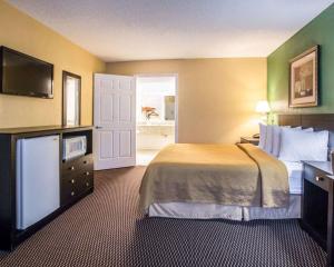 Quality Inn Andrews في Andrews: غرفة فندقية بسرير وتلفزيون بشاشة مسطحة