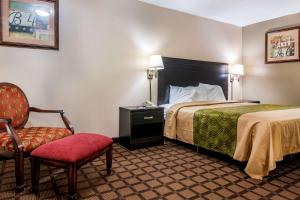 Econo Lodge في Selma: غرفه فندقيه بسرير وكرسي