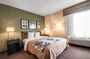 ein Hotelzimmer mit einem Bett und einem Fenster in der Unterkunft Sleep Inn Cinnaminson Philadelphia East in Cinnaminson