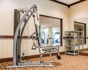 un gimnasio con cinta de correr y espejo en Quality Inn Near Walden Galleria Mall en Cheektowaga