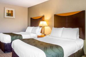 a hotel room with two beds and a lamp at Quality Inn Spring Valley - Nanuet in Spring Valley