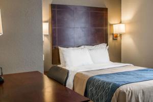 a neatly made bed in a hotel room at Comfort Inn Sandusky in Sandusky