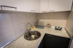 a kitchen with a sink and a counter top at Apartmani F&A in Zlatibor