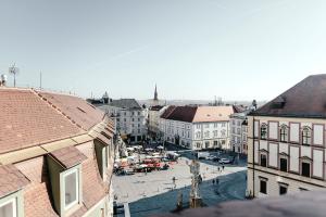 Linna Brno üldine vaade või majutusasutusest Zelný trh 42 pildistatud vaade