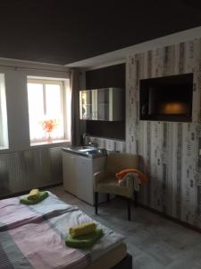 a bedroom with a bed and a sink and a window at Doja Medical Wellness Center in Bernburg +19 photos