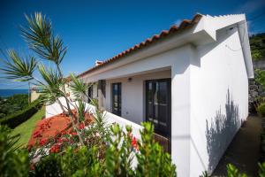 a white house with a garden at Casa do Nuno T2 in Canto