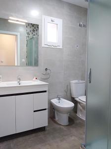 コルドバにあるAlzahira 1のバスルーム(洗面台、トイレ、鏡付)