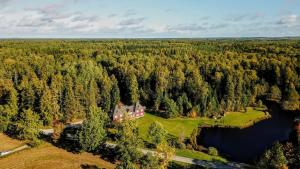 an aerial view of a house in the middle of a forest at Pähni külalistemaja in Rõuge