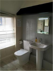 a bathroom with a white toilet and a sink at Bath Place Hotel in Oxford