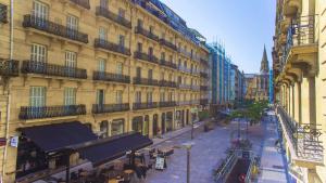 a view of a city street with a building at Downtown Design Apartment in Donostia-San Sebastián
