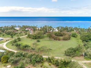 an aerial view of a park next to the ocean at Sea Winds Villa in Singatoka