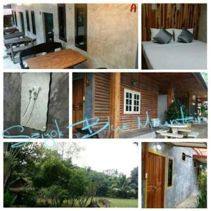 a collage of four pictures of a house at Blue Mountain Resort in Sai Yok