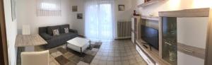 ein Wohnzimmer mit einem Sofa und einem TV in der Unterkunft Ferienwohnung Ströbele in Badenweiler