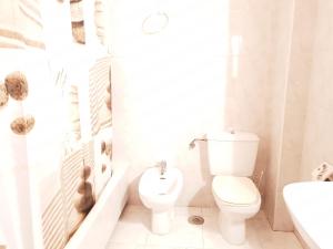 ビラガルシーア・デ・アロウサにあるPiso en Villagarcia de Arosaの白いバスルーム(トイレ、シンク付)