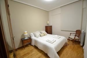 ログローニョにあるJV40 TURISMOのベッドルーム(白いベッド1台、椅子付)