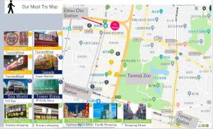 a map of a city with different attractions at Urban Inn Sun rise in Osaka