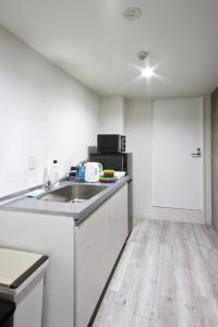 名古屋市にあるGuest House Re-worth Joshin1 2Fのキッチン(シンク、カウンタートップ付)