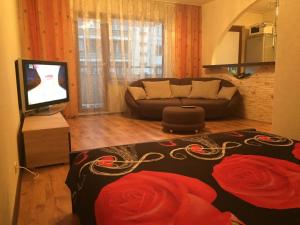 sala de estar con sofá y TV en Sitas iela en Riga