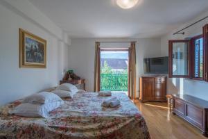 ein Schlafzimmer mit einem großen Bett und einem TV in der Unterkunft Apartments Napoleon in Jelsa