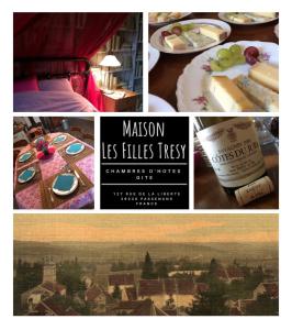 eine Collage von Fotos mit einem Bild einer Stadt in der Unterkunft Chambres d Hôtes Les Filles Tresy in Passenans