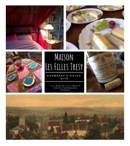 a collage of photos with a picture of a city at Gîte Chambre de la Tante Camille - Les Filles Tresy in Passenans