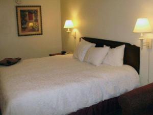 Habitación de hotel con cama grande con almohadas blancas en Quality Inn & Suites Searcy I-67, en Searcy