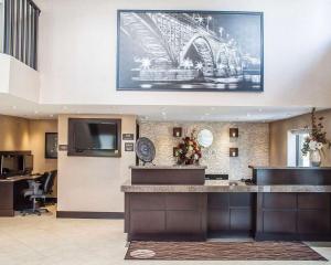a hotel lobby with a large picture on the wall at Comfort Inn in Fort Erie