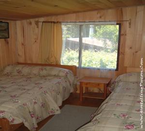 a bedroom with two beds and a window at Hostal Emalafquen in Pucón