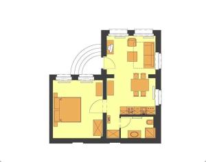 un plano de planta de una ilustración de la casa en Villa Maria Wohnung 02, en Ostseebad Koserow