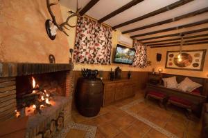 アルアマ・デ・アラゴンにあるLa Bodeguita de Alhamaのリビングルーム(暖炉、テレビ付)