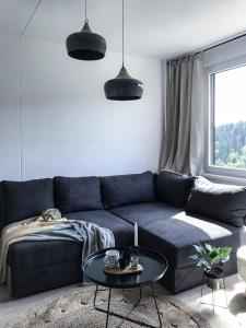 Posezení v ubytování Stylový apartmán přímo u lanovky, vlastní garážové stání